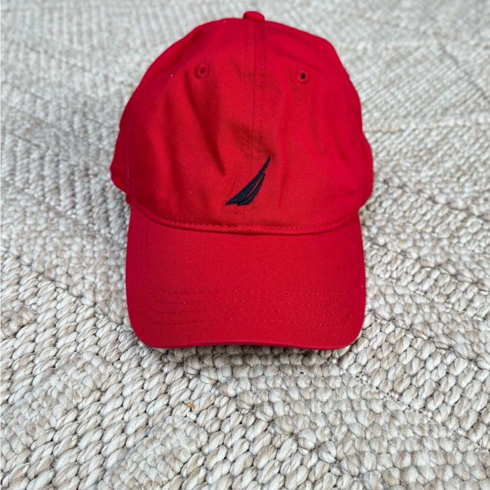 Nautica Women's Red and Navy Hat one size fits all like new